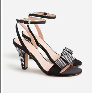 Crystal Bow Satin Heels